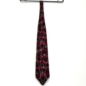 DIMITRIUS Vintage Burgundy 100% silk art deco swirls brocade Neck Tie